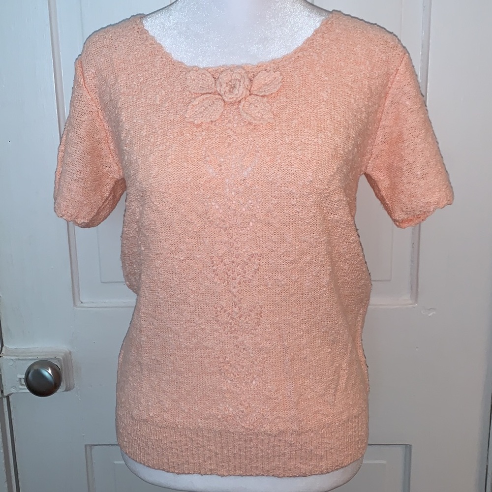 VINTAGE LEROY KNITWEAR PEACH SHORT SLEEVE SWEATER